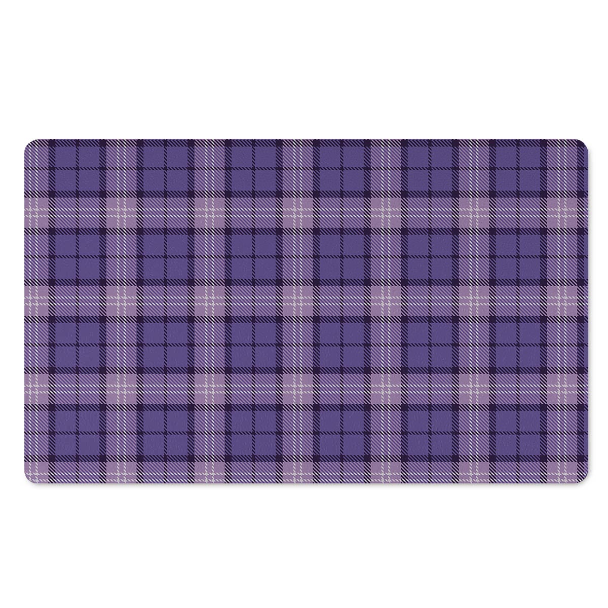 Purple Plaid Tartan Door Mat-grizzshop