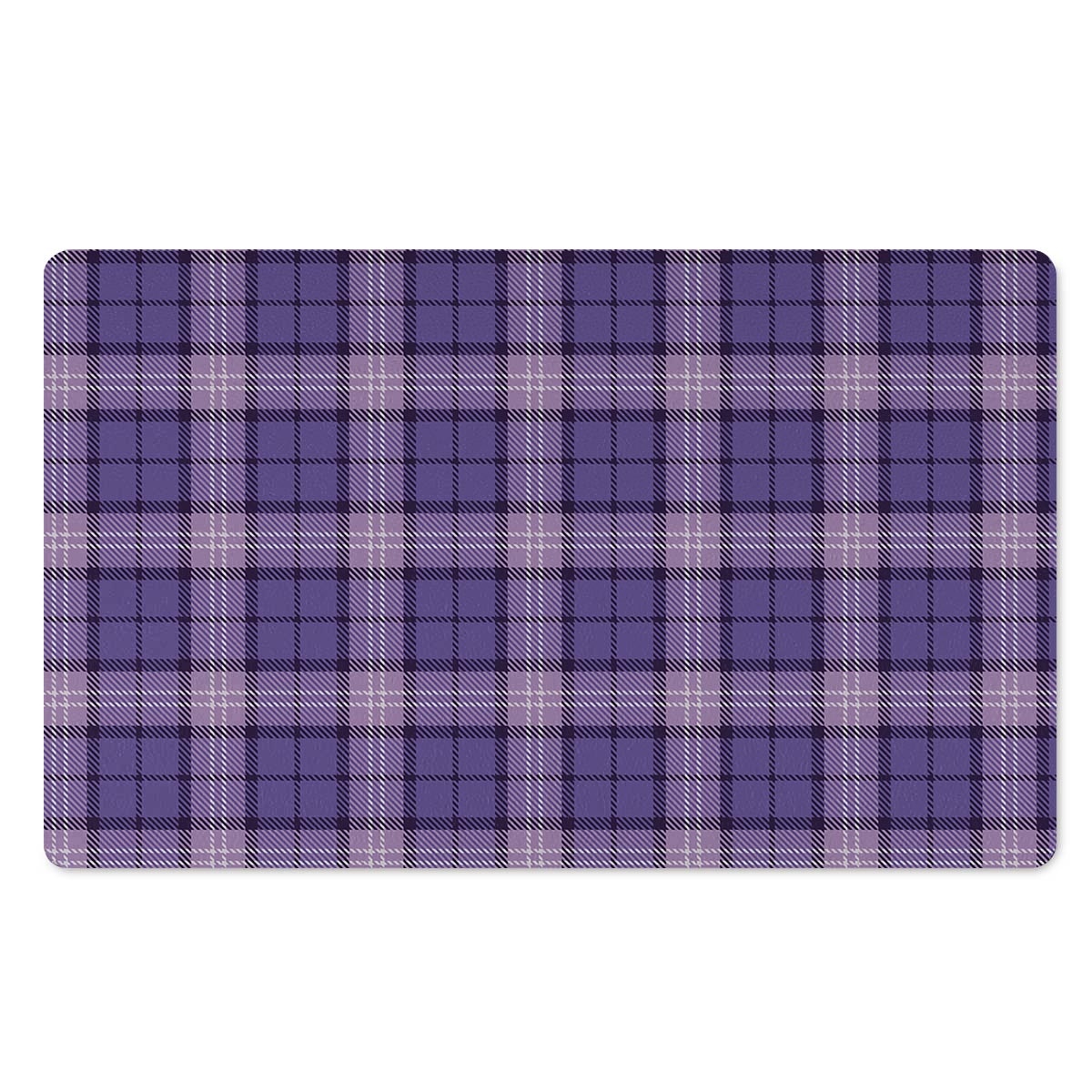 Purple Plaid Tartan Door Mat-grizzshop