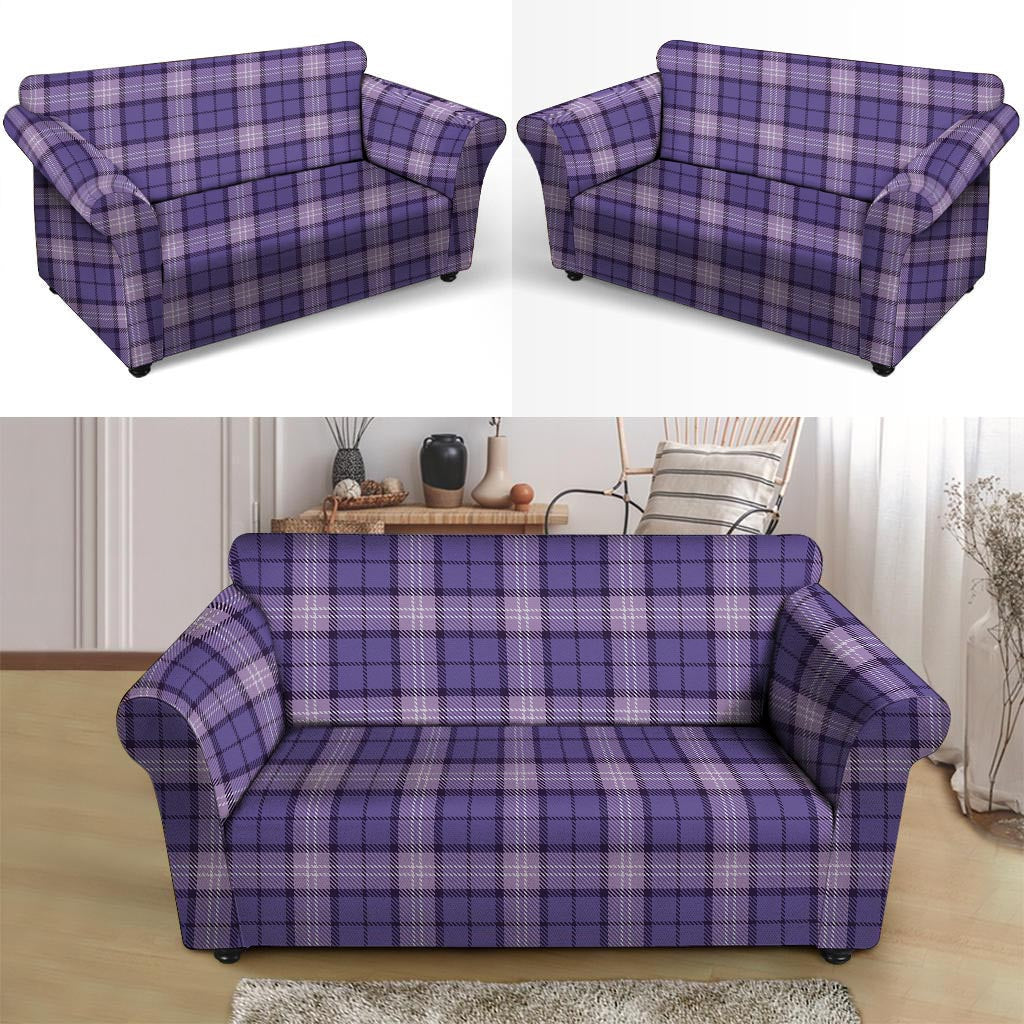 Purple Plaid Tartan Loveseat Cover-grizzshop