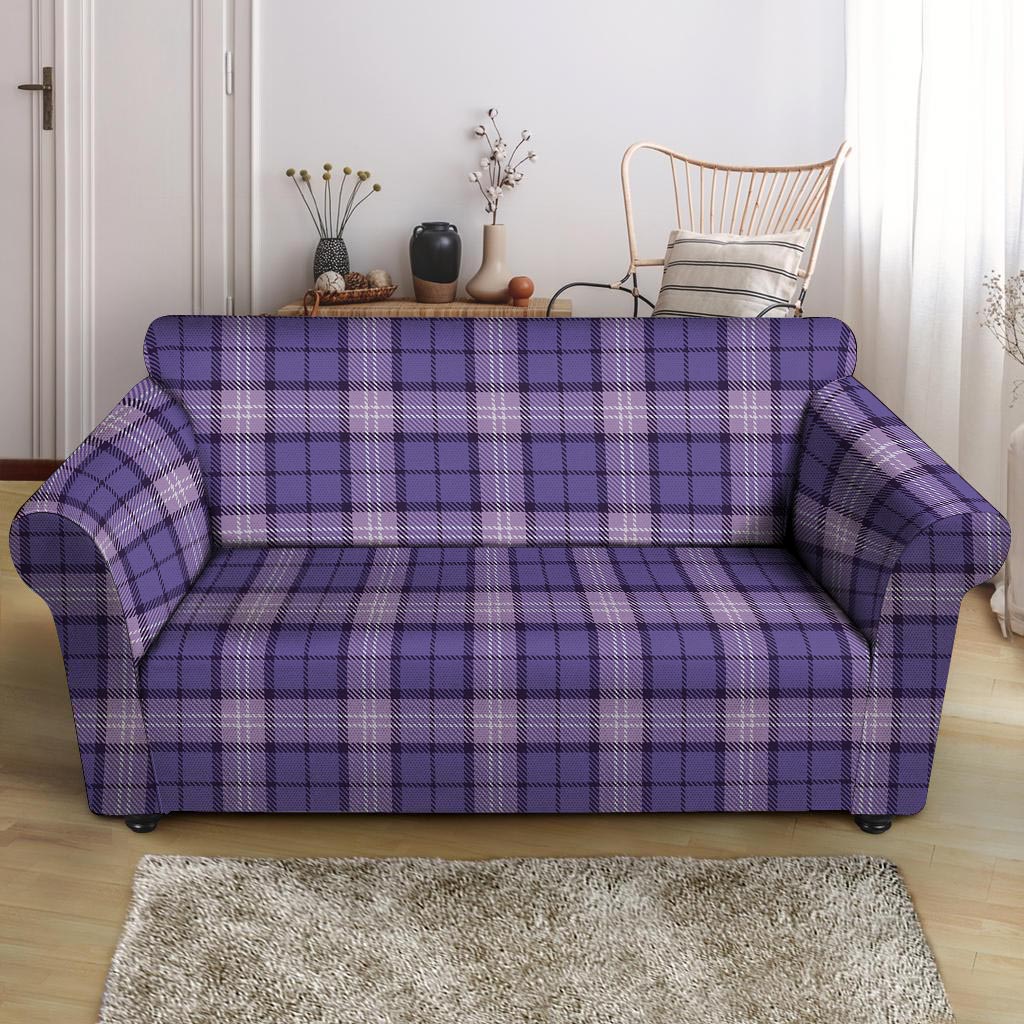 Purple Plaid Tartan Loveseat Cover-grizzshop