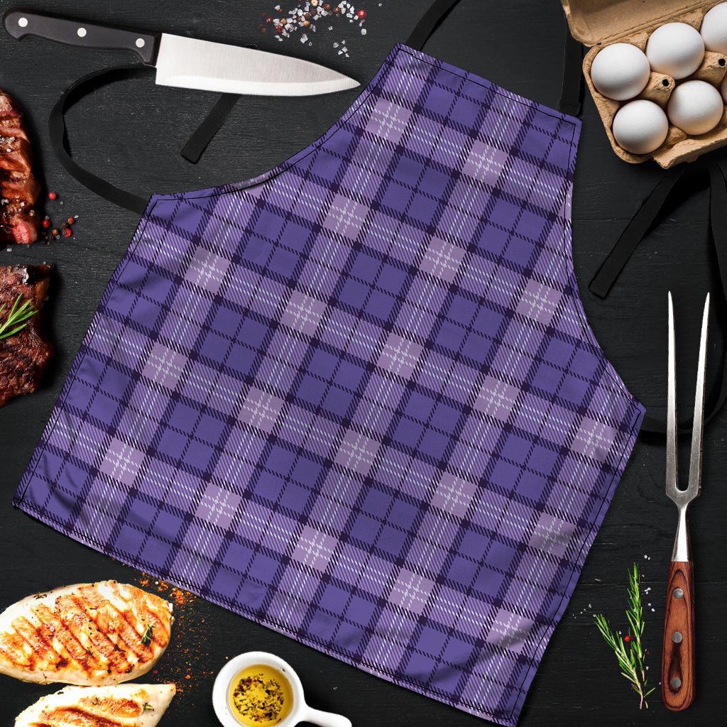 Purple Plaid Tartan Men's Apron-grizzshop