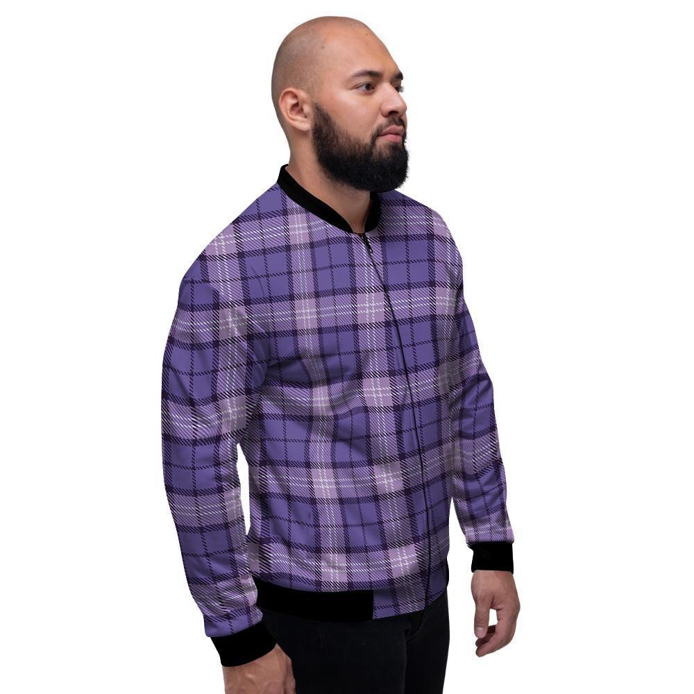 Purple Plaid Tartan Men's Bomber Jacket-grizzshop