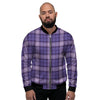 Purple Plaid Tartan Men's Bomber Jacket-grizzshop