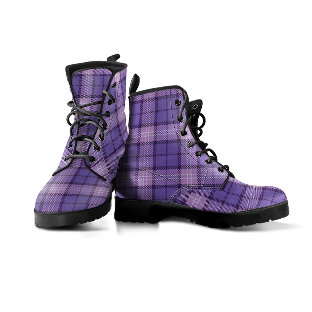 Purple Plaid Tartan Men's Boots-grizzshop