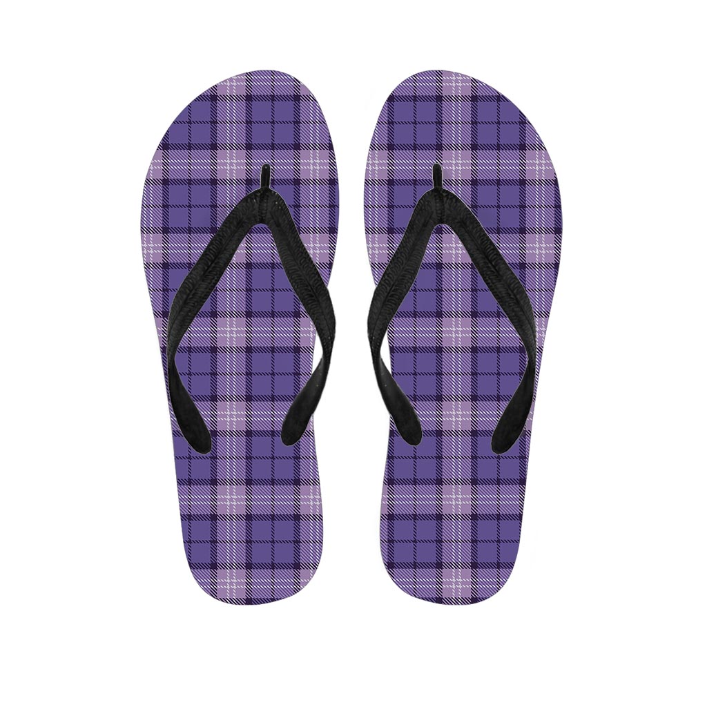 Purple Plaid Tartan Men's Flip Flops-grizzshop