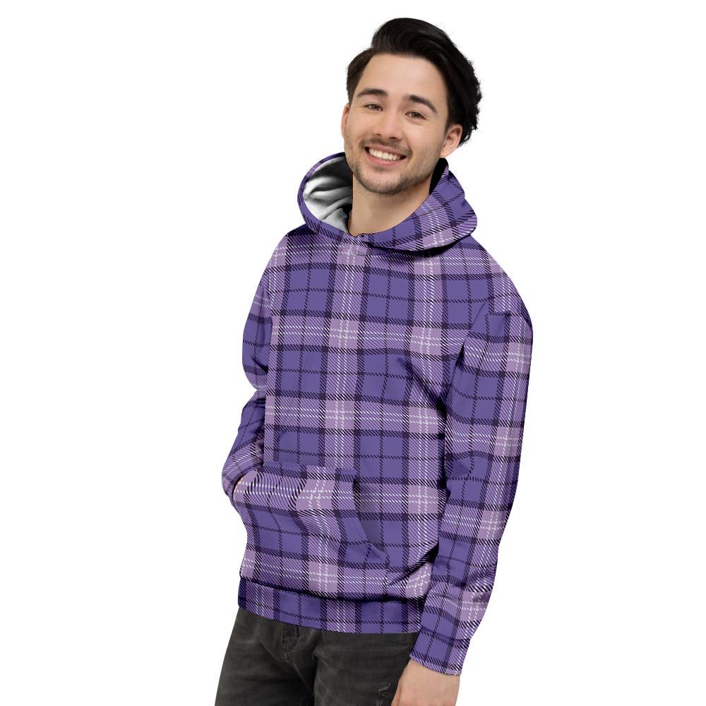 Purple Plaid Tartan Men's Hoodie-grizzshop