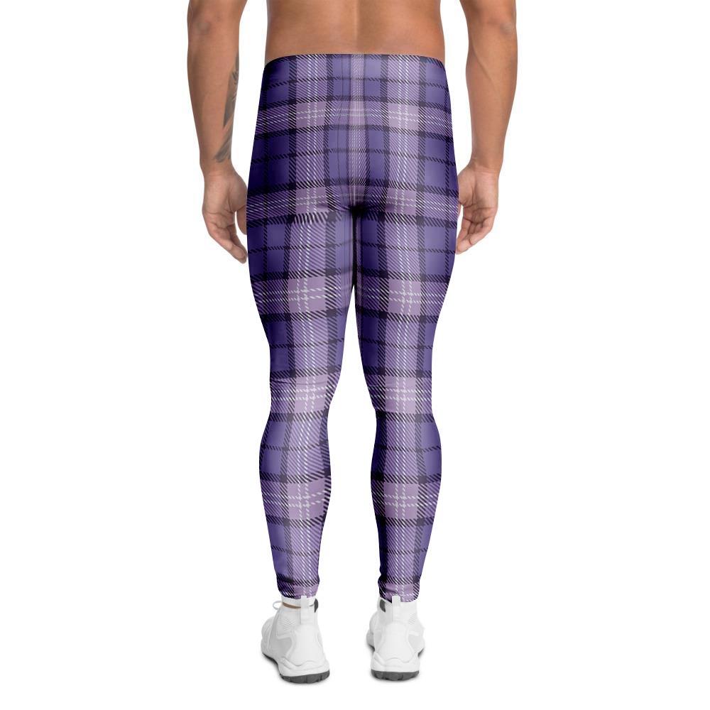 Purple Plaid Tartan Men's Leggings-grizzshop