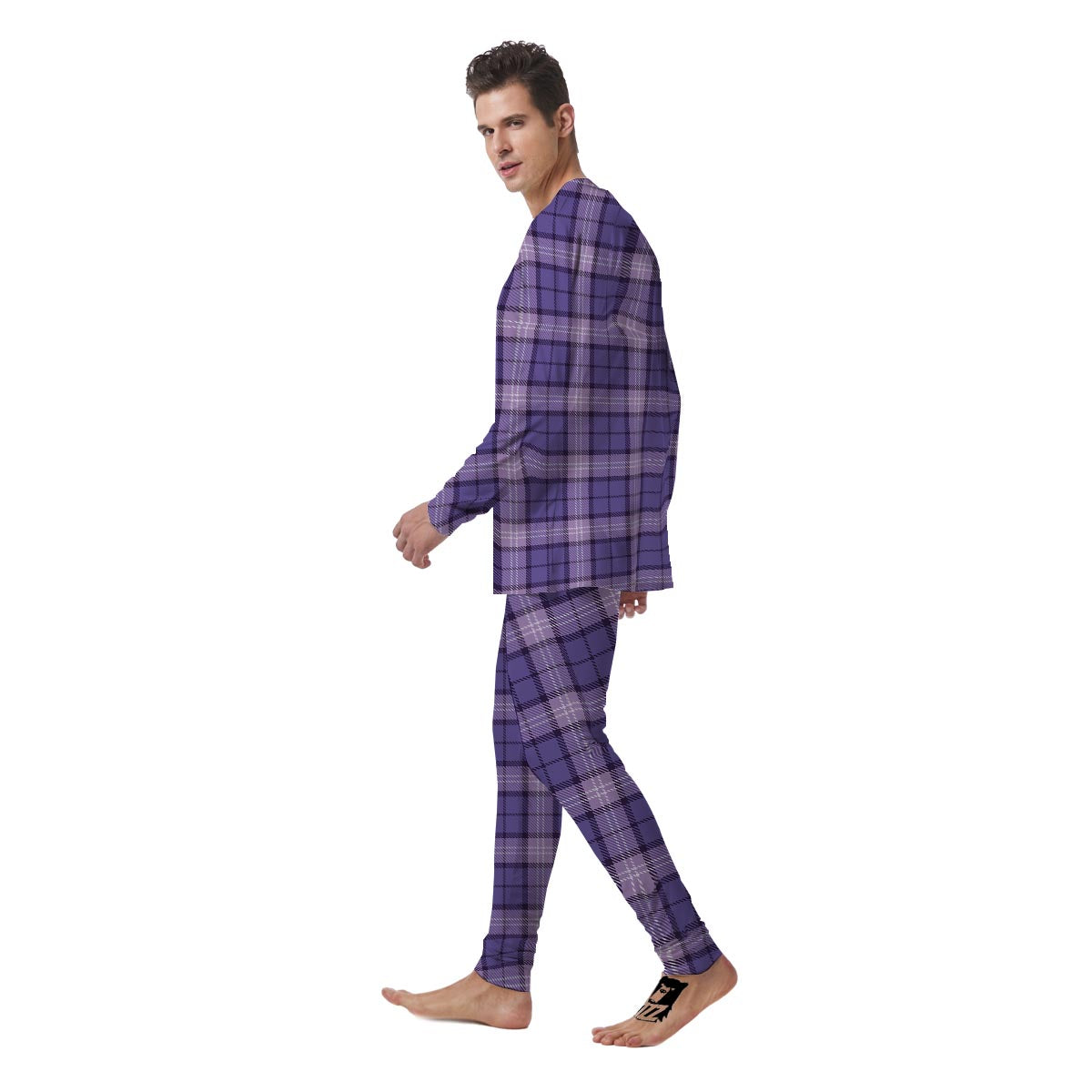 Purple Plaid Tartan Men's Pajamas-grizzshop