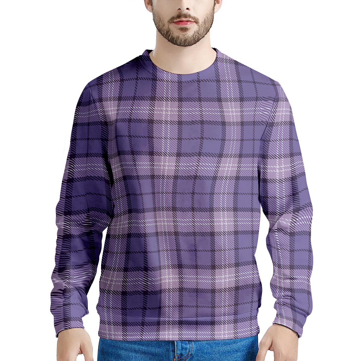 Purple Plaid Tartan Men's Sweatshirt-grizzshop