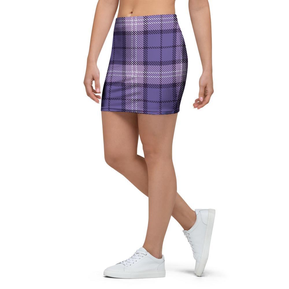 Purple Plaid Tartan Mini Skirt-grizzshop