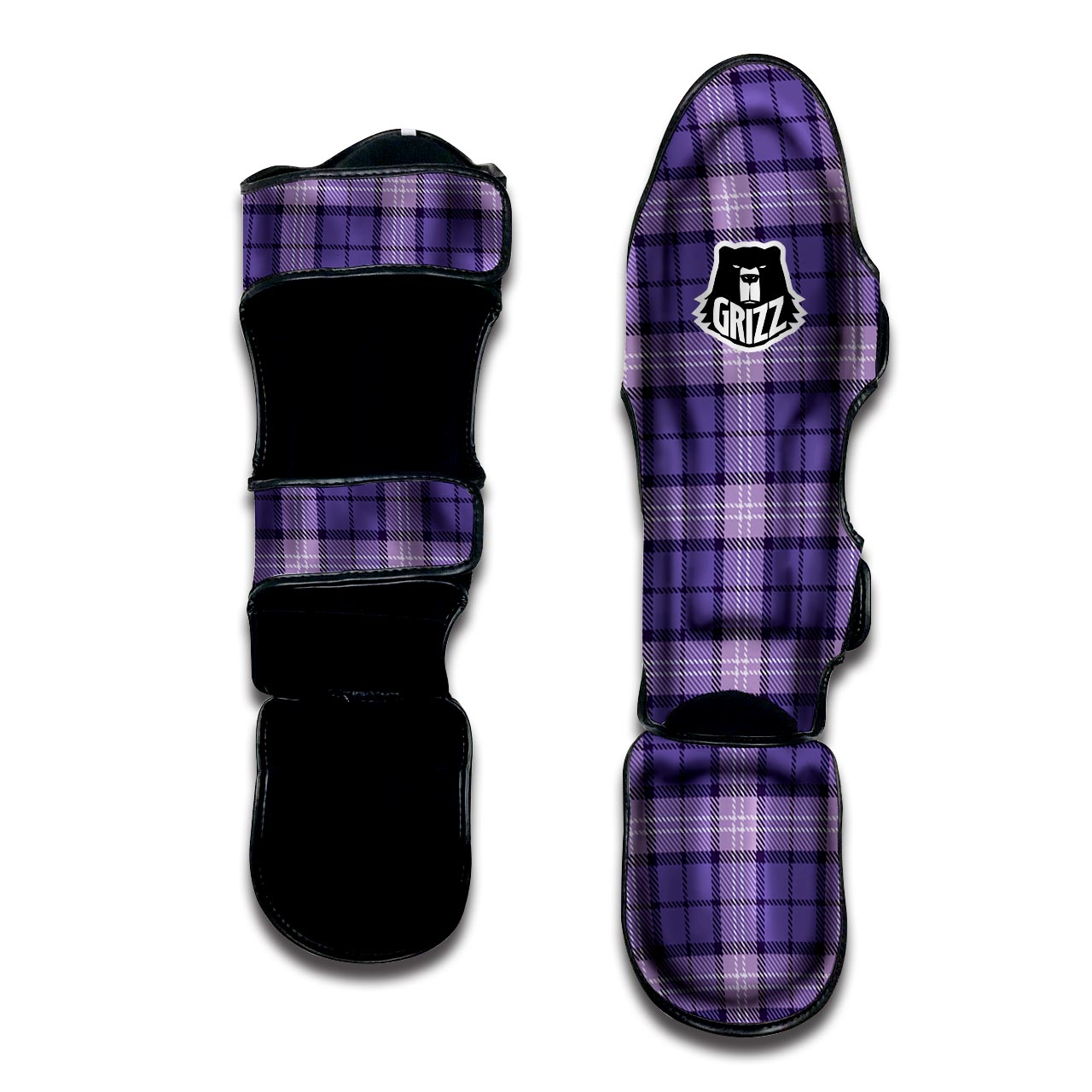 Purple Plaid Tartan Muay Thai Shin Guard-grizzshop