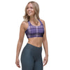 Purple Plaid Tartan Sports Bra-grizzshop