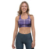 Purple Plaid Tartan Sports Bra-grizzshop