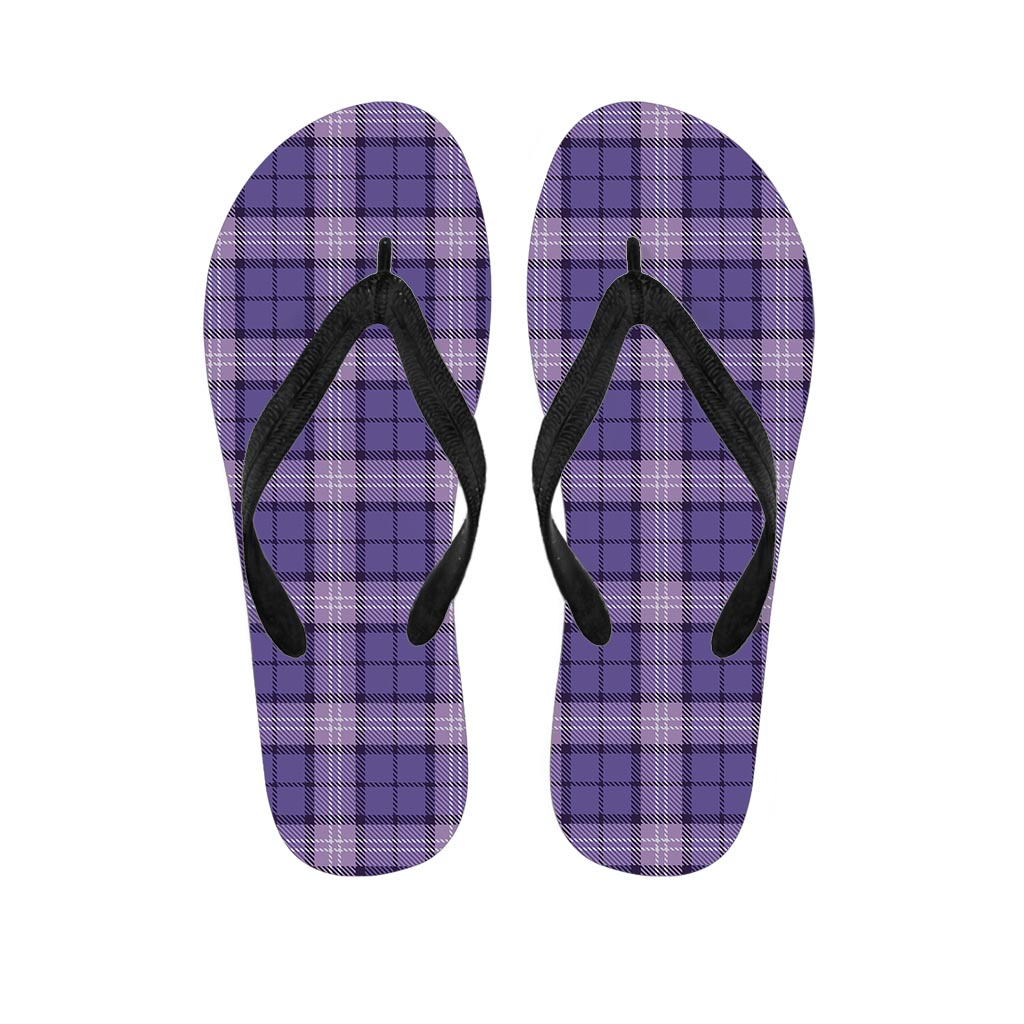 Purple Plaid Tartan Women's Flip Flops-grizzshop