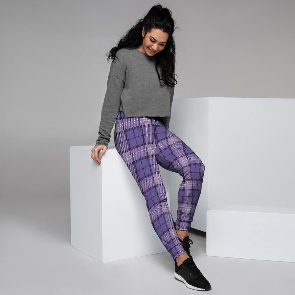 Purple Plaid Tartan Women's Joggers-grizzshop