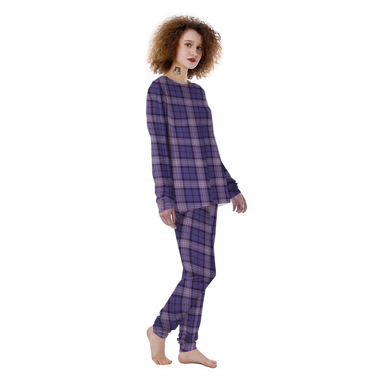 Purple Plaid Tartan Women's Pajamas-grizzshop