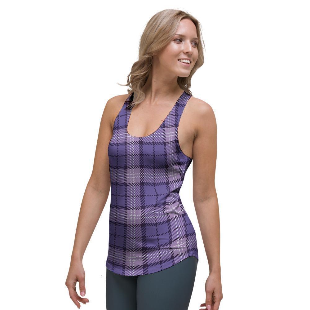 Purple Plaid Tartan Women's Racerback Tank Top-grizzshop