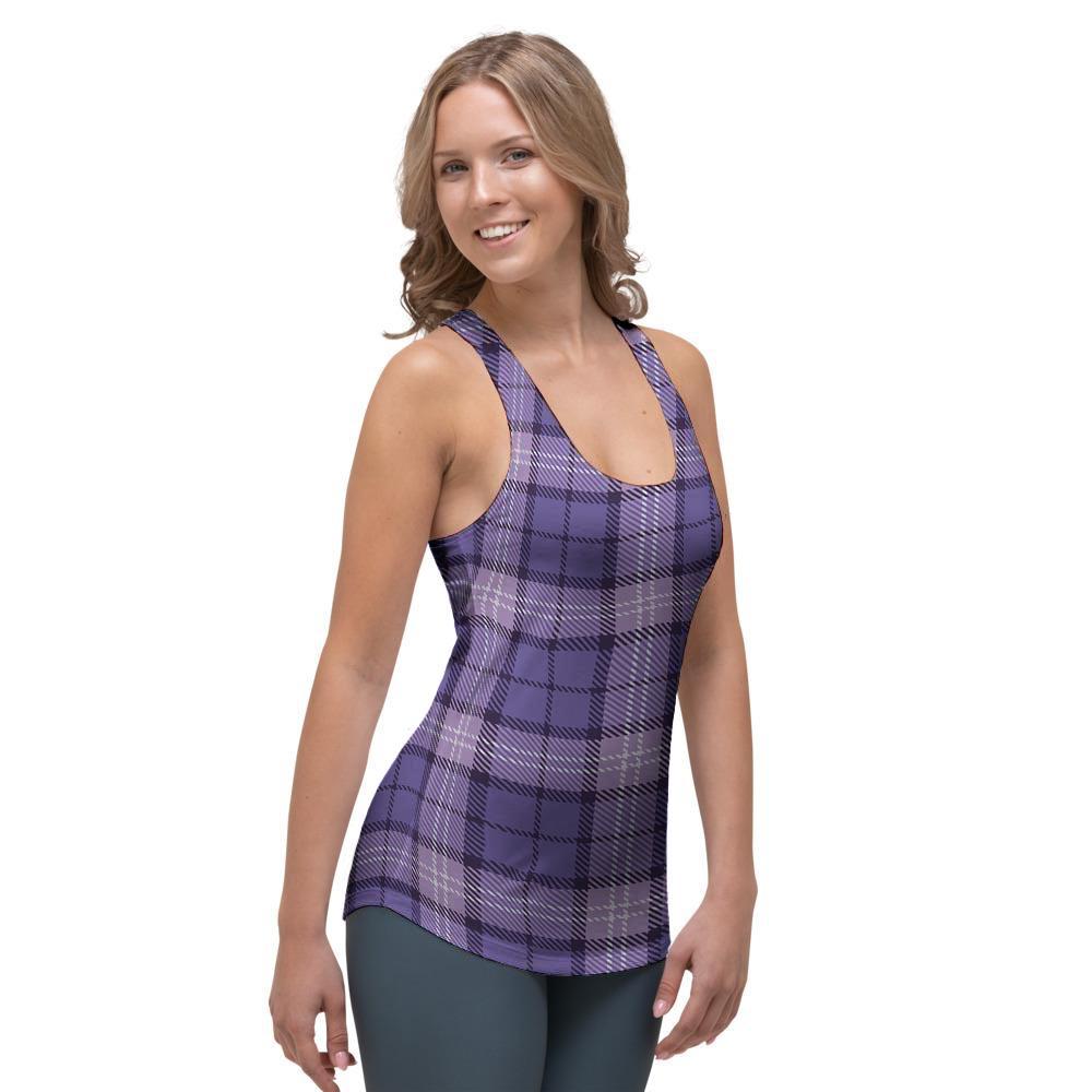 Purple Plaid Tartan Women's Racerback Tank Top-grizzshop
