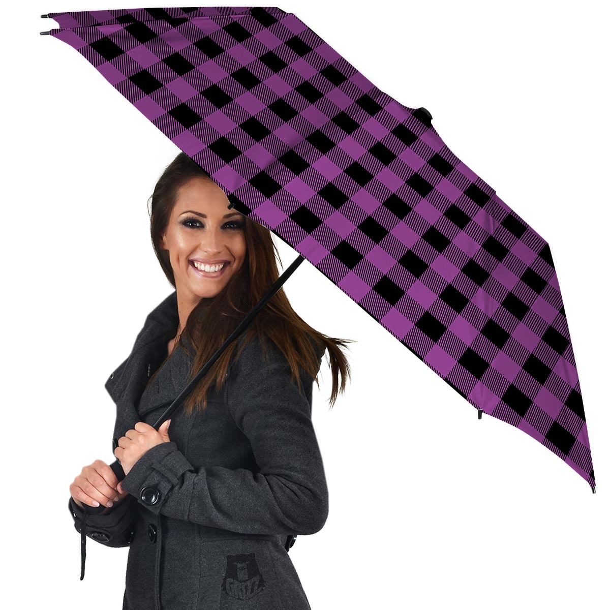 Purple Plaid Umbrella-grizzshop