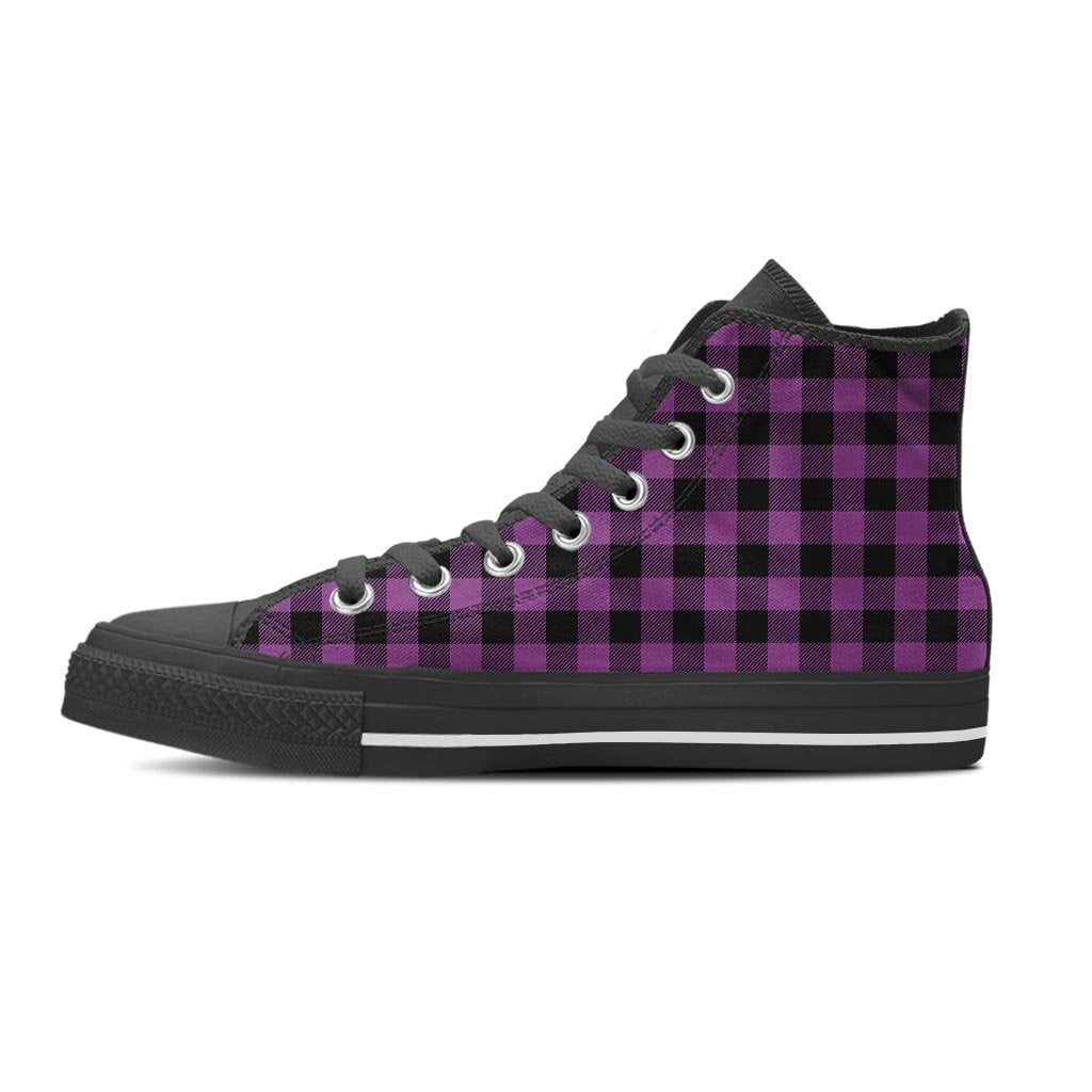 Purple Plaid Women's High Top Shoes-grizzshop