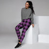 Purple Plaid Women's Joggers-grizzshop