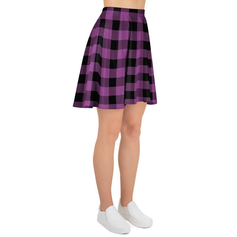 Purple Plaid Women's Skirt-grizzshop