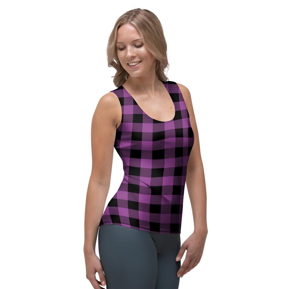 Purple Plaid Women's Tank Top-grizzshop