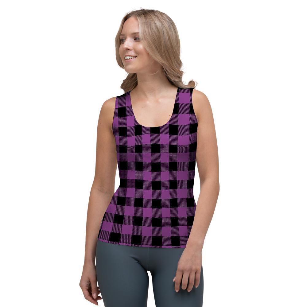 Purple Plaid Women's Tank Top-grizzshop
