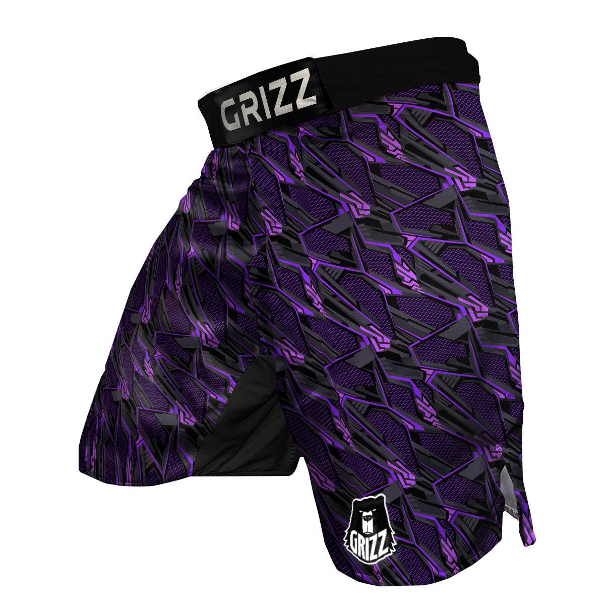 Purple Polygonal Shapes Print MMA Shorts-grizzshop
