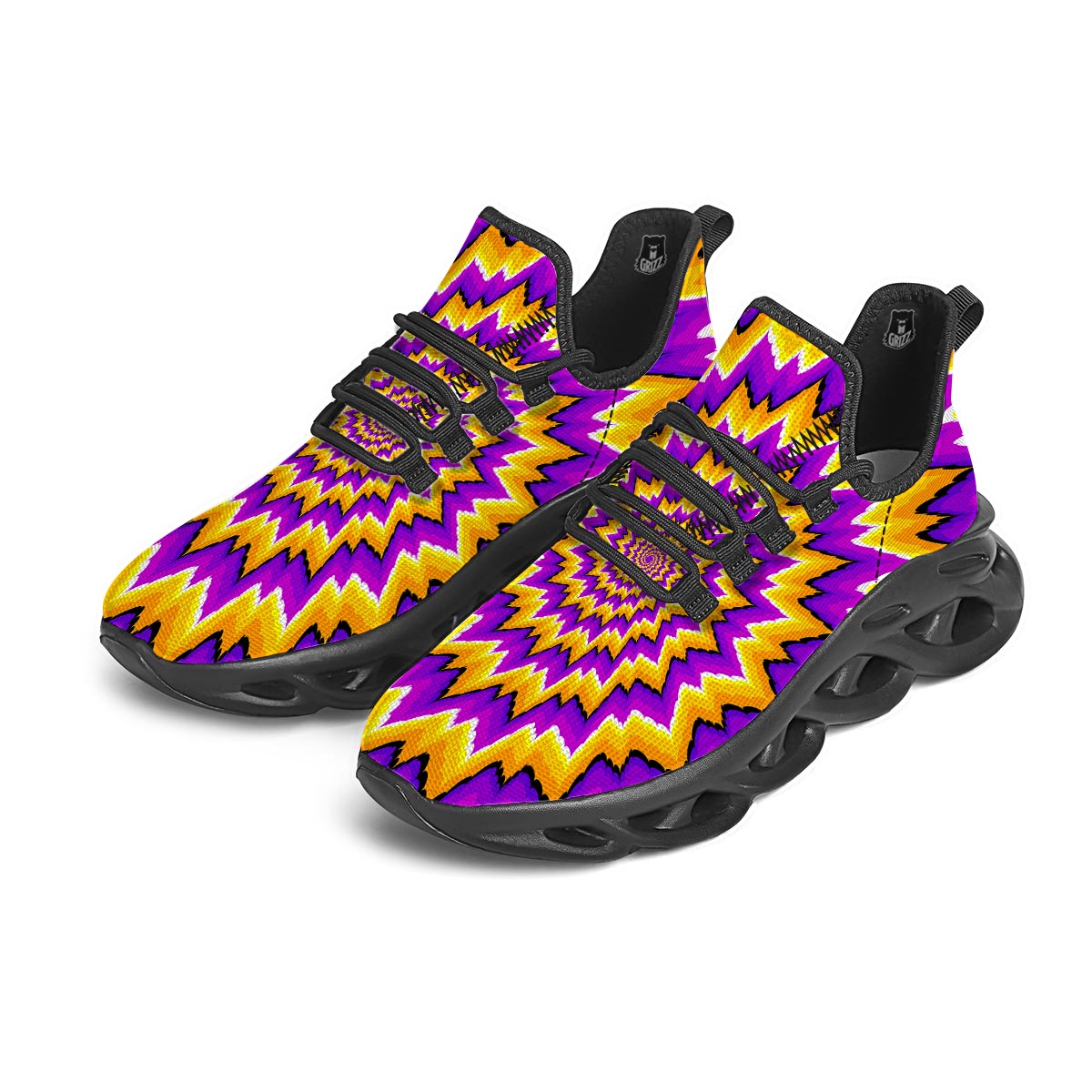 Purple Psychedelic Optical illusion Black Running Shoes-grizzshop