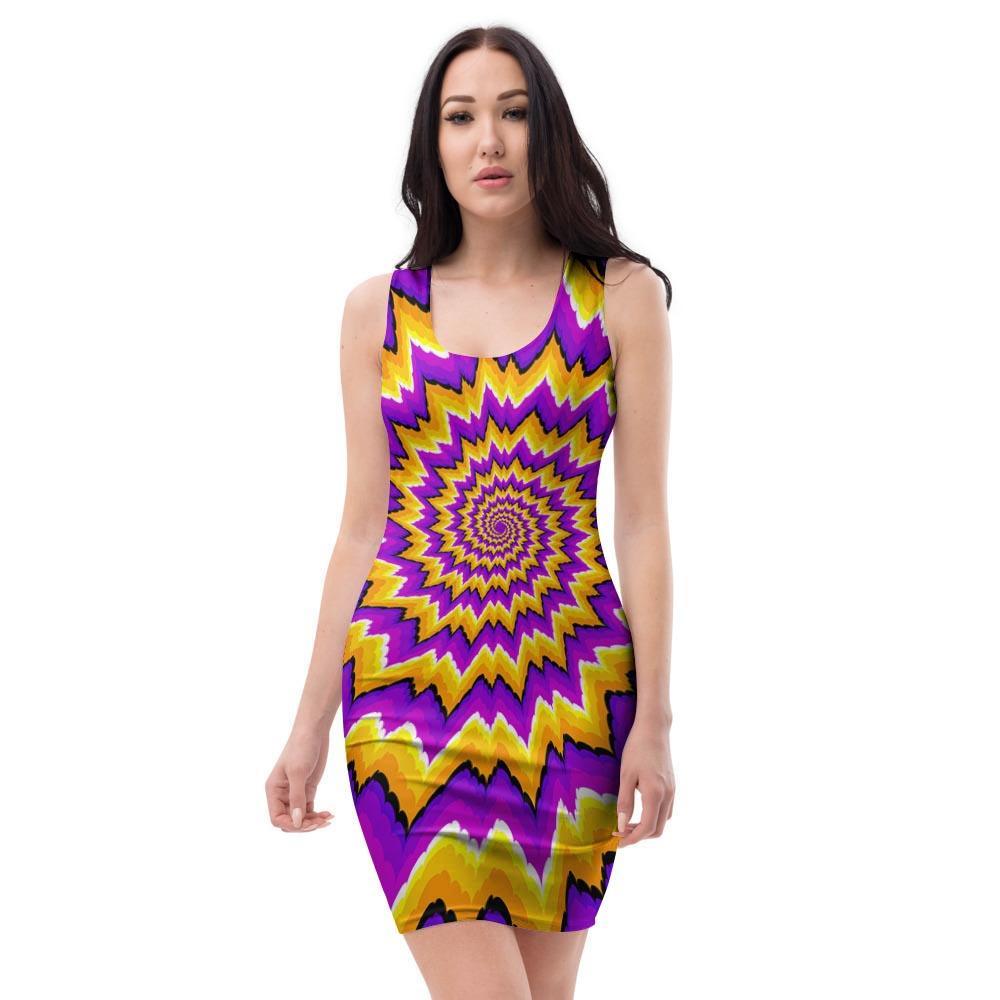 Purple Psychedelic Optical illusion Bodycon Dress-grizzshop