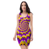 Purple Psychedelic Optical illusion Bodycon Dress-grizzshop