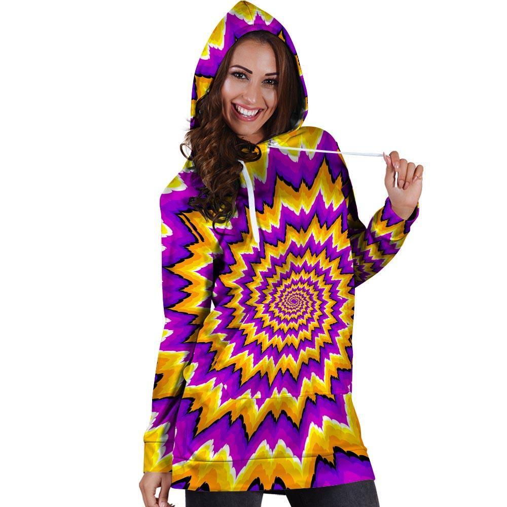 Purple Psychedelic Optical illusion Hoodie Dress-grizzshop