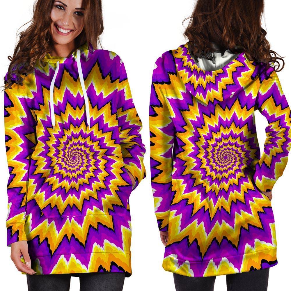 Purple Psychedelic Optical illusion Hoodie Dress-grizzshop