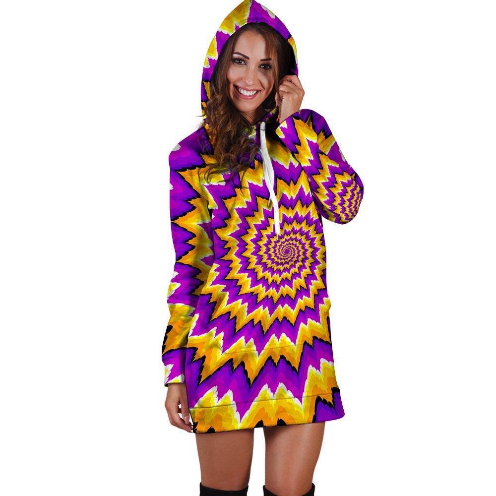 Purple Psychedelic Optical illusion Hoodie Dress-grizzshop