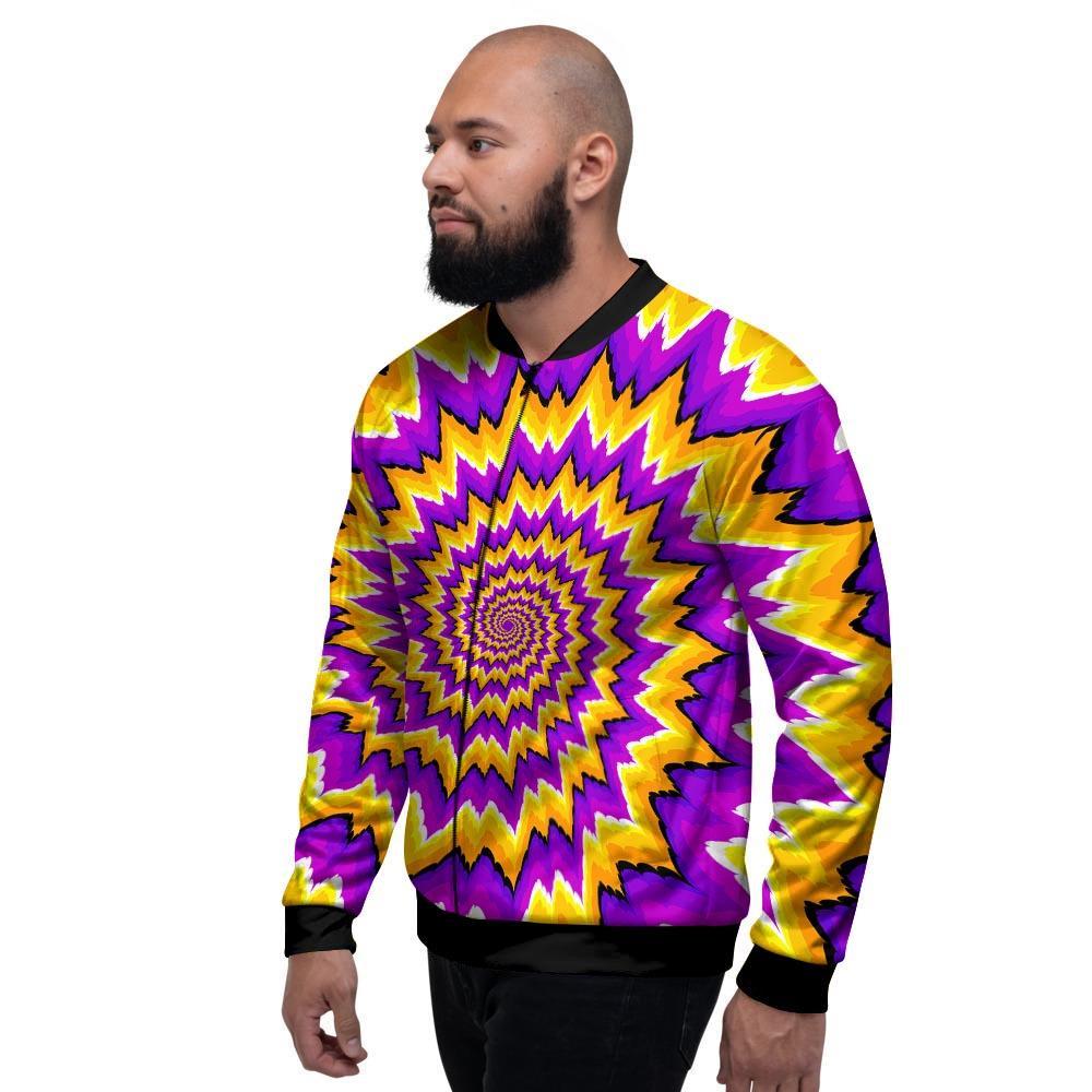 Purple Psychedelic Optical illusion Men's Bomber Jacket-grizzshop