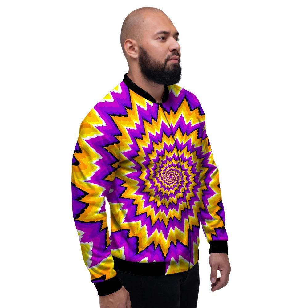 Purple Psychedelic Optical illusion Men's Bomber Jacket-grizzshop