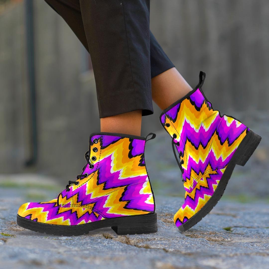 Purple Psychedelic Optical illusion Men's Boots-grizzshop