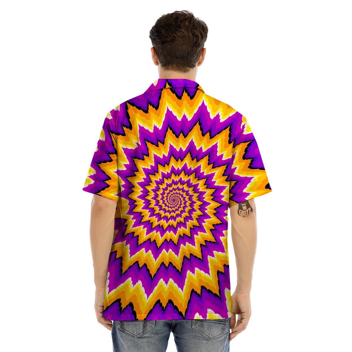 Purple Psychedelic Optical illusion Men’s Hawaiian Shirt-grizzshop