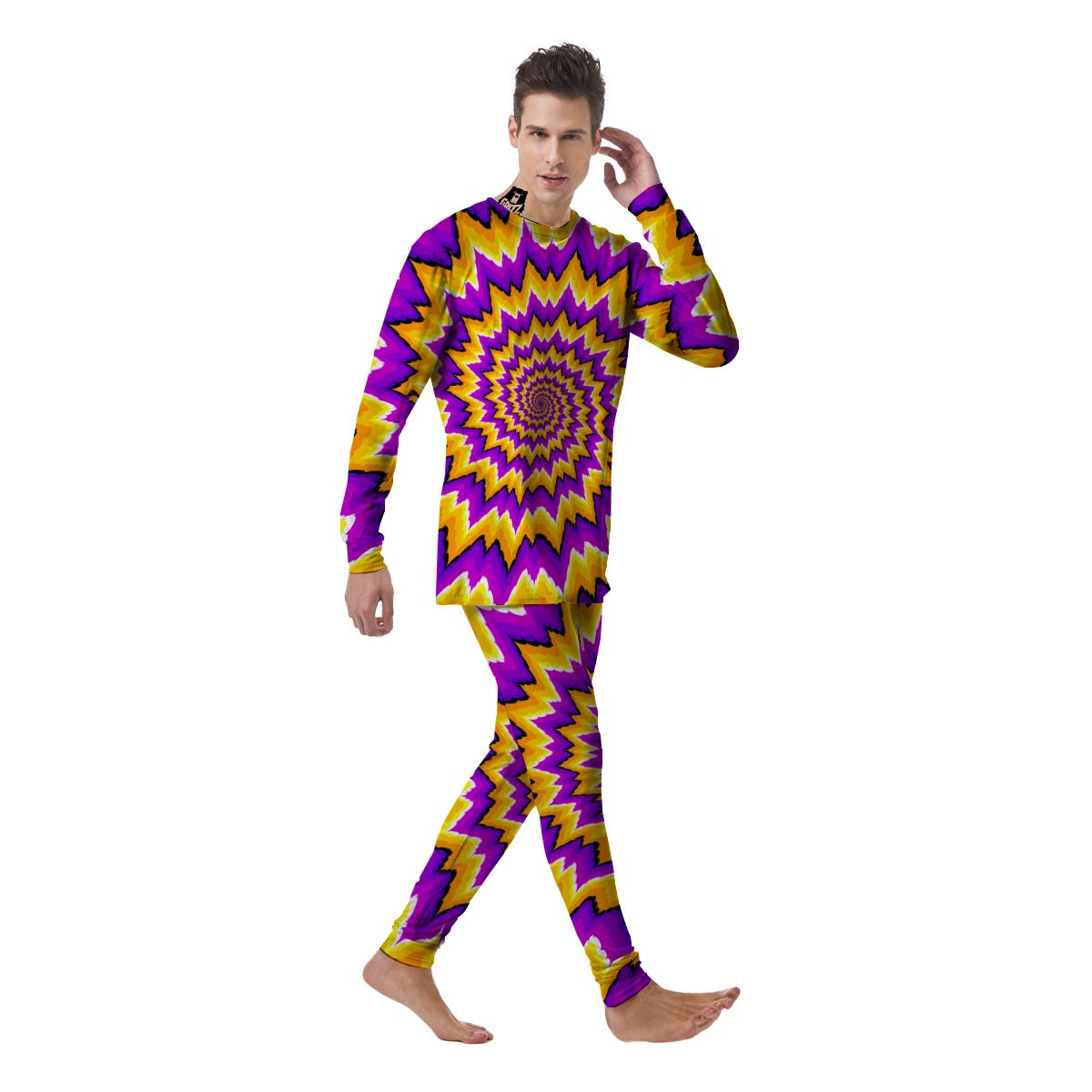 Purple Psychedelic Optical illusion Men's Pajamas-grizzshop