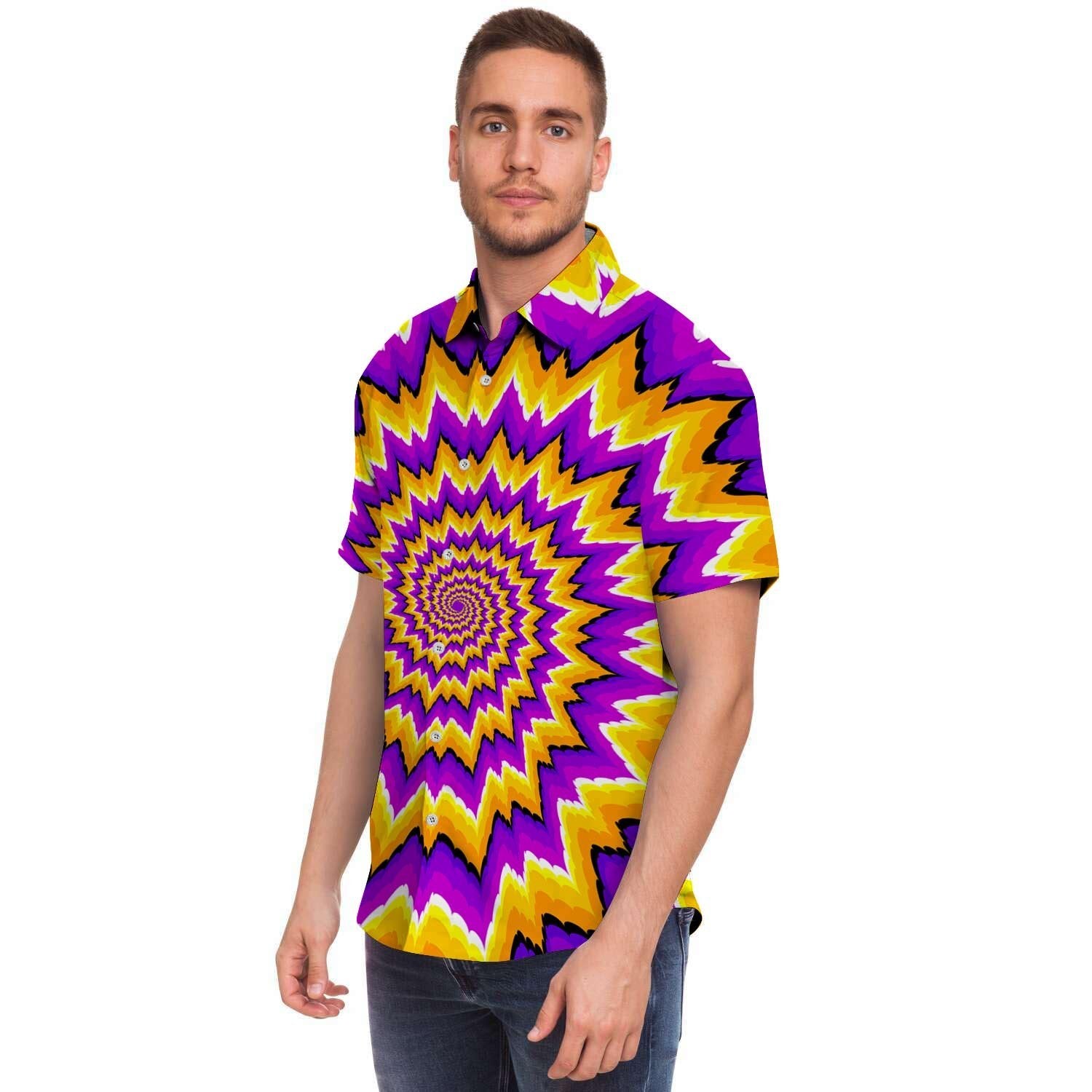 Purple Psychedelic Optical illusion Men's Short Sleeve Shirt-grizzshop
