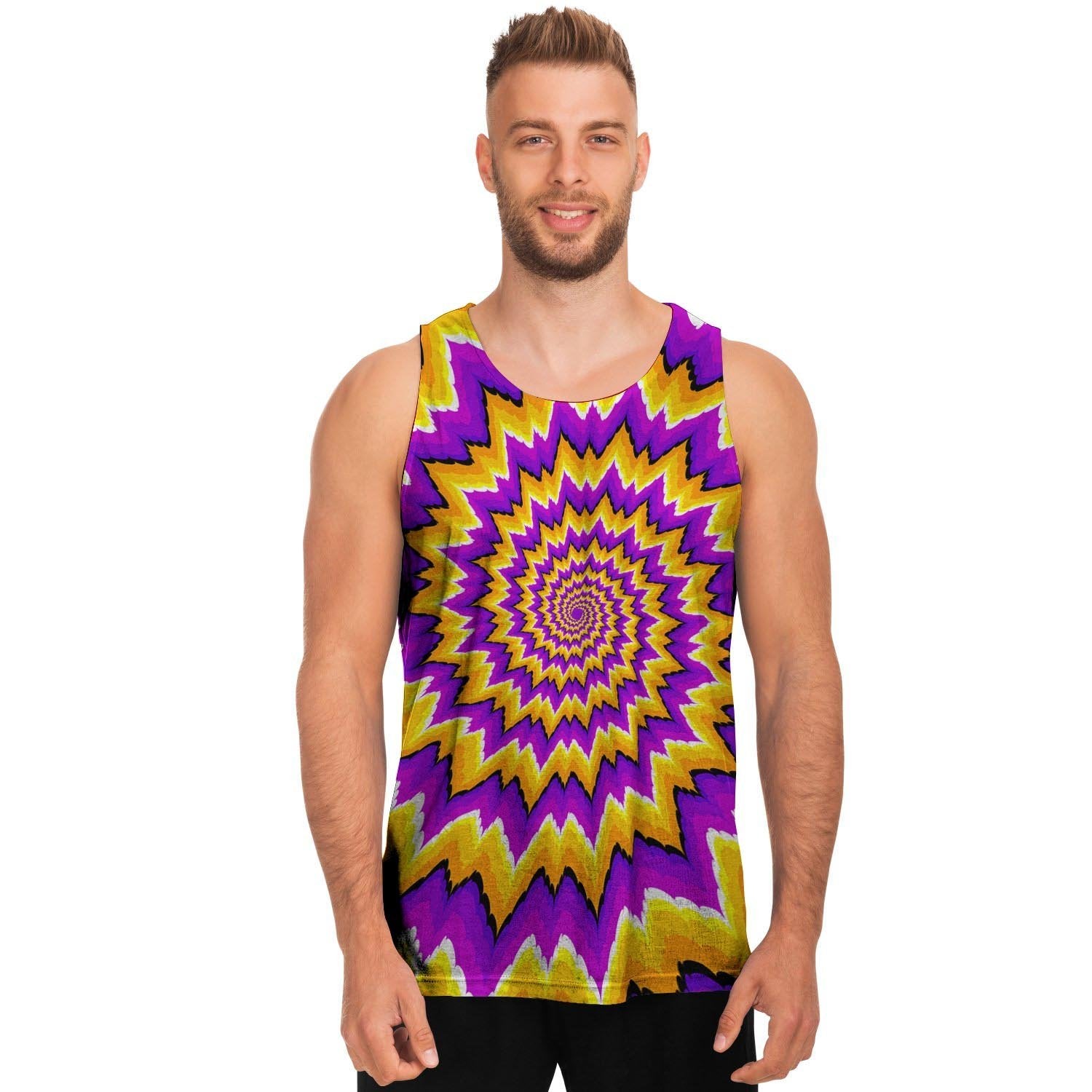 Purple Psychedelic Optical illusion Men's Tank Tops-grizzshop