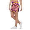 Purple Psychedelic Optical illusion Mini Skirt-grizzshop