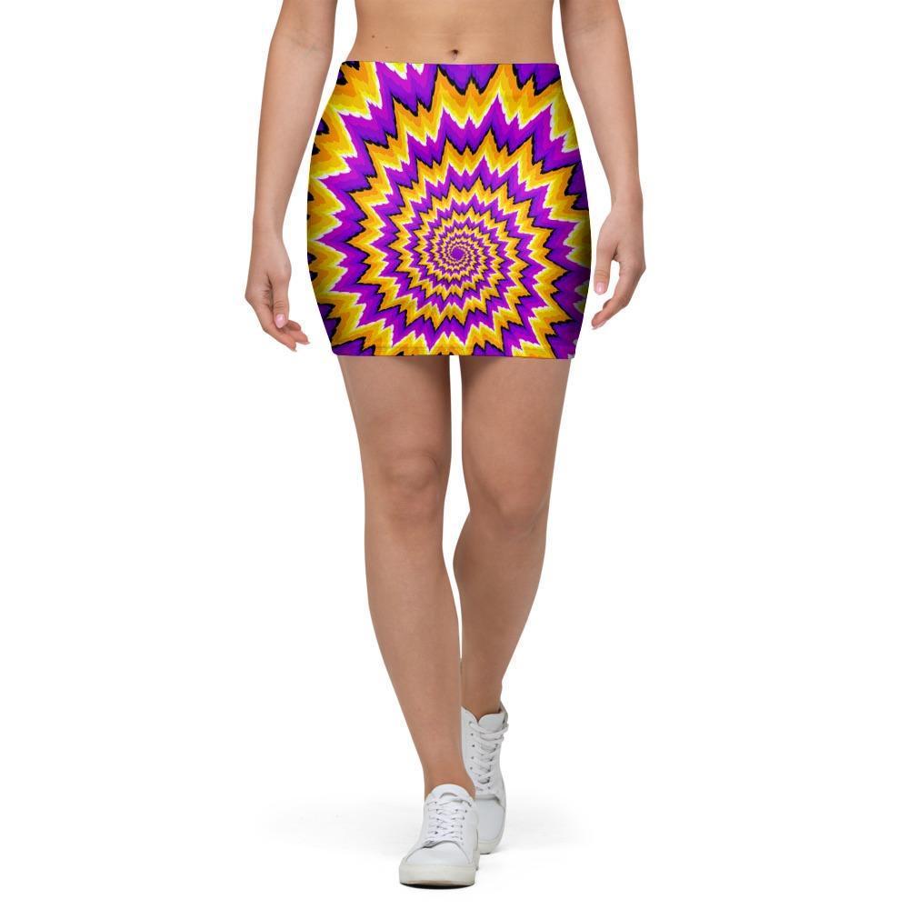 Purple Psychedelic Optical illusion Mini Skirt-grizzshop