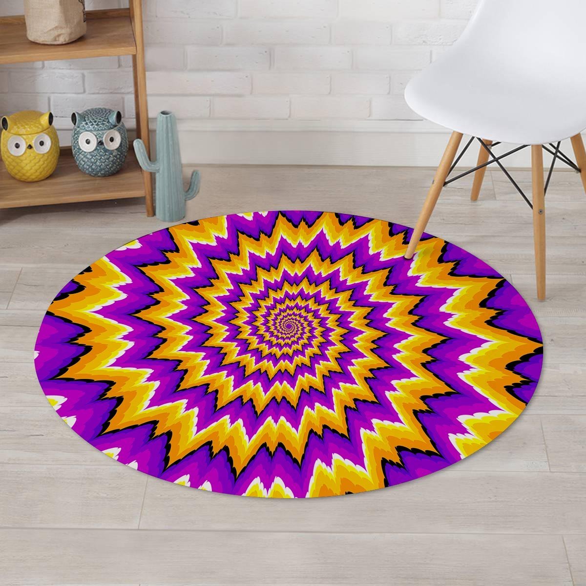 Purple Psychedelic Optical illusion Round Rug-grizzshop
