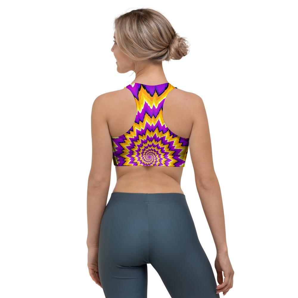 Purple Psychedelic Optical illusion Sports Bra-grizzshop