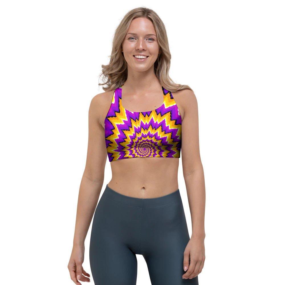 Purple Psychedelic Optical illusion Sports Bra-grizzshop
