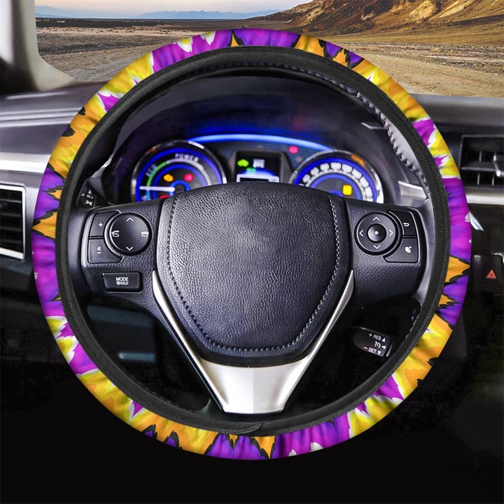 Purple Psychedelic Optical illusion Steering Wheel Cover-grizzshop