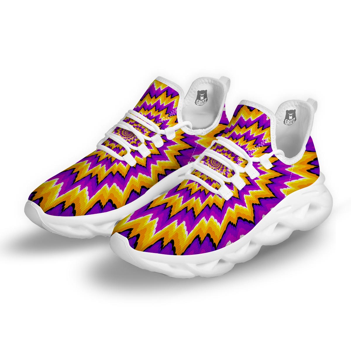 Purple Psychedelic Optical illusion White Running Shoes-grizzshop