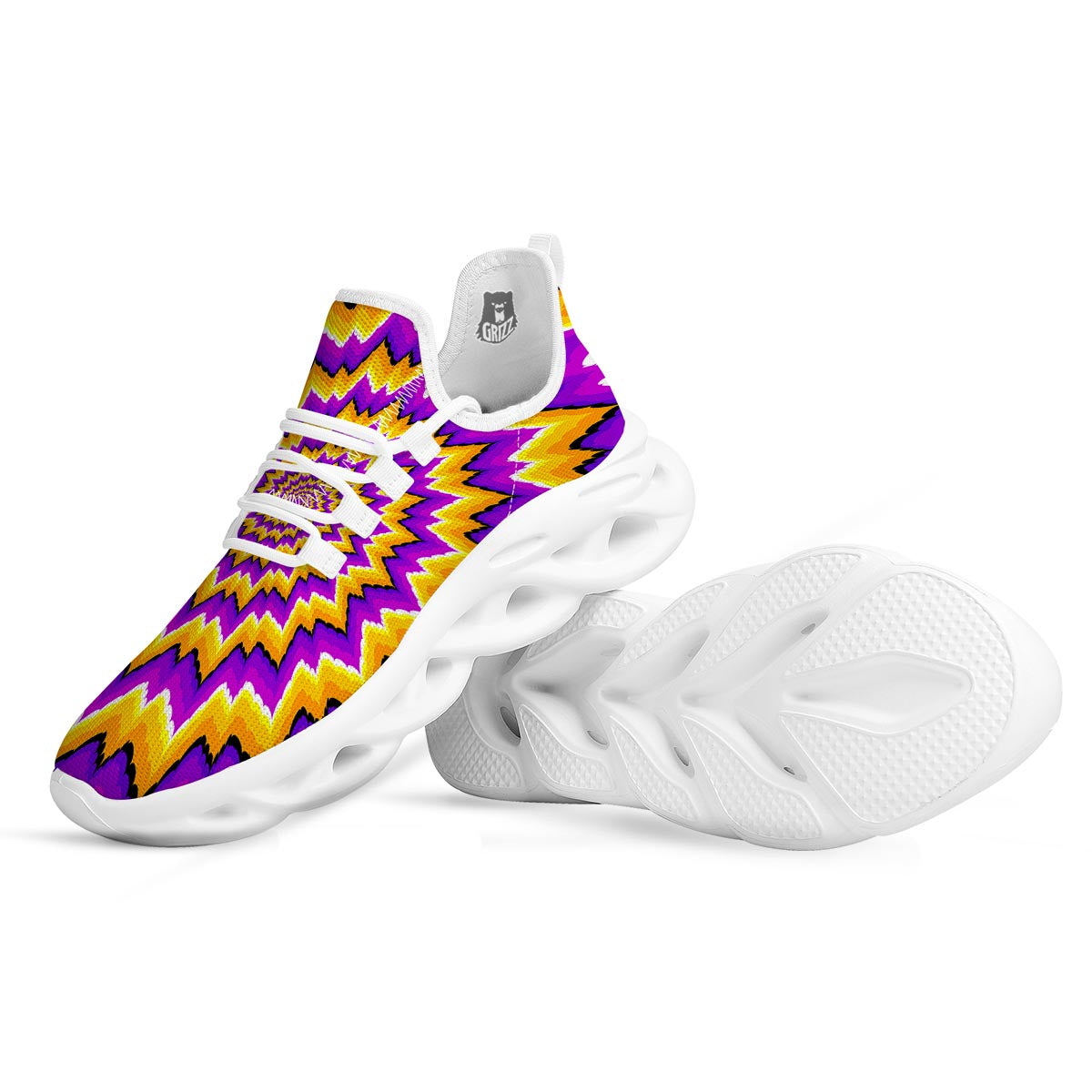 Purple Psychedelic Optical illusion White Running Shoes-grizzshop